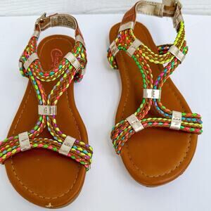 Candie's Girl Rainbow Braided Summer Sandals | Girls Size 13